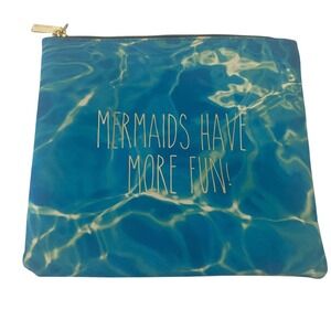 Tartan + Twine Mermaids Have More Fun Makeup Bag Blue Water Print Pouch